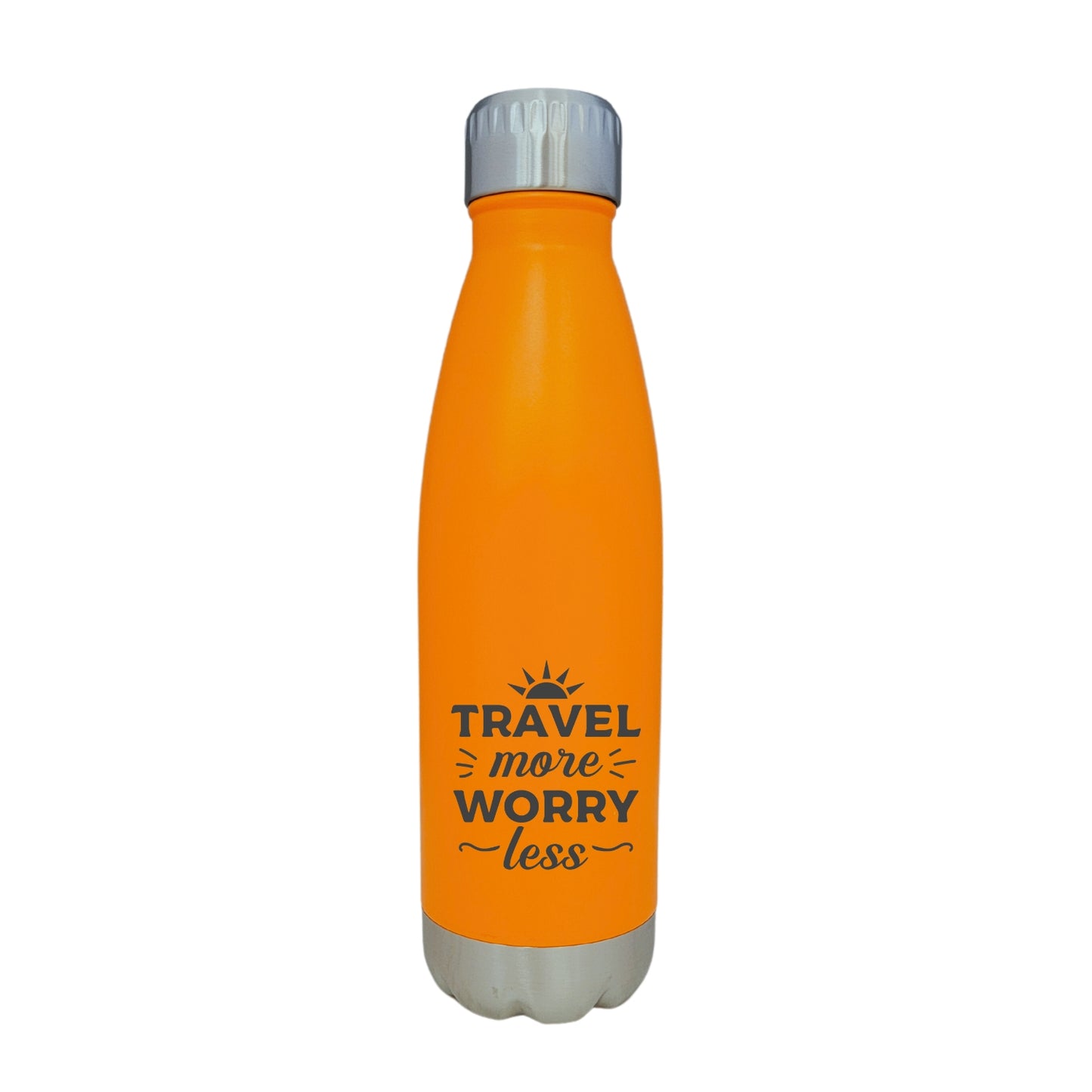 Travel More Worry Less Vacation Theme Orange 17oz Water Bottle LA5133