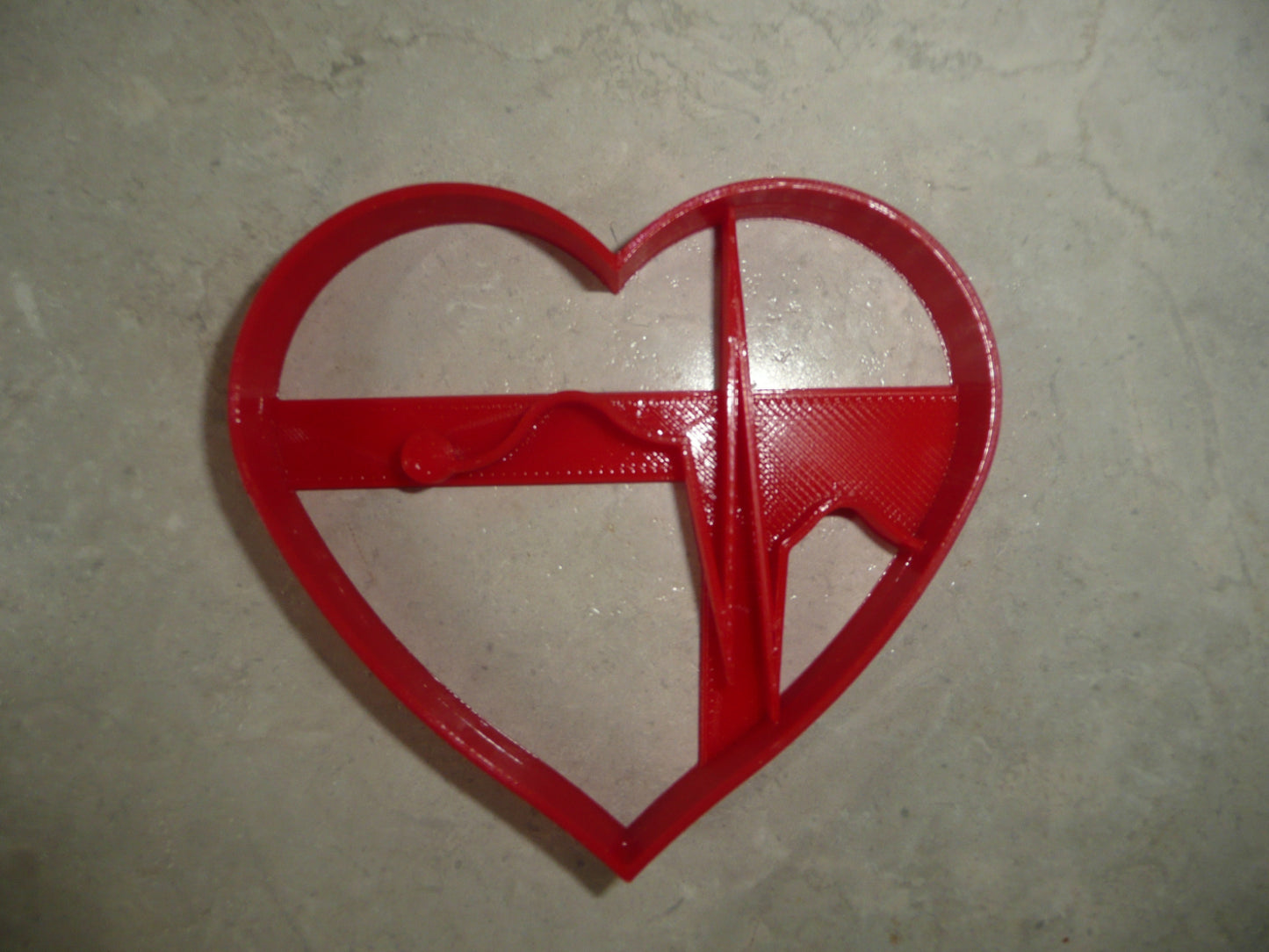 6x Heart with Heartbeat Fondant Cutter Cupcake Topper 1.75 IN USA FD4924
