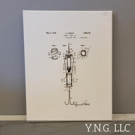 Electric Fishing Lure Patent Sketch 8x10 Canvas Wall Art Hanging LA1007