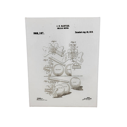 Billiard Bridge Pool Game Patent Sketch 8x10 Canvas Wall Art Hanging LA1020