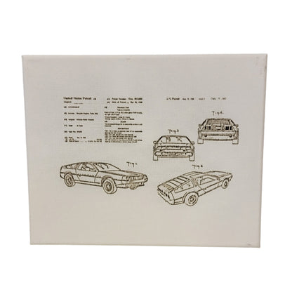 DeLorean Car Gullwing Doors Patent Sketch 10x8 Canvas Wall Art Hanging LA1023