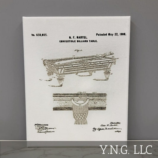 Billiard Table Pool Game Patent Sketch 8x10 Canvas Wall Art Hanging LA1027