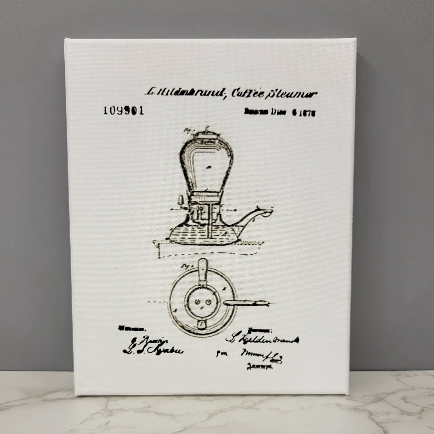Coffee Steamer Espresso Patent Sketch 8x10 Canvas Wall Art Hanging LA1030