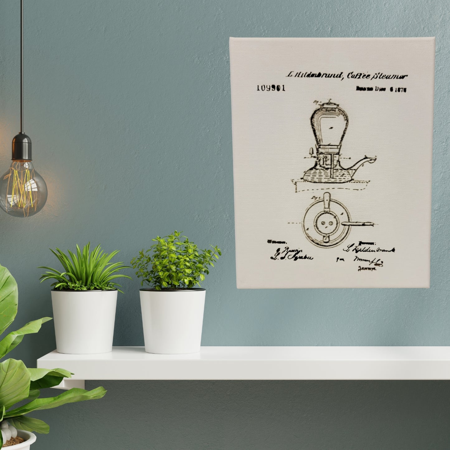 Coffee Steamer Espresso Patent Sketch 8x10 Canvas Wall Art Hanging LA1030