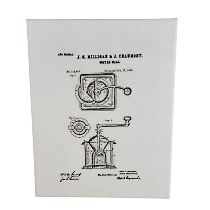 Coffee Mill Patent Sketch 8x10 Canvas Wall Art Hanging LA1034