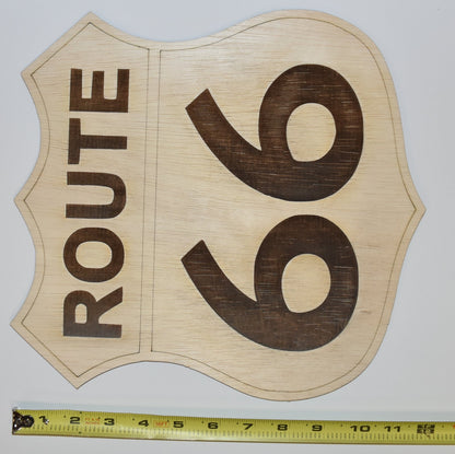 Route 66 Road Sign Shape Wood Wooden Hanging Decor Made In USA LA153-WL