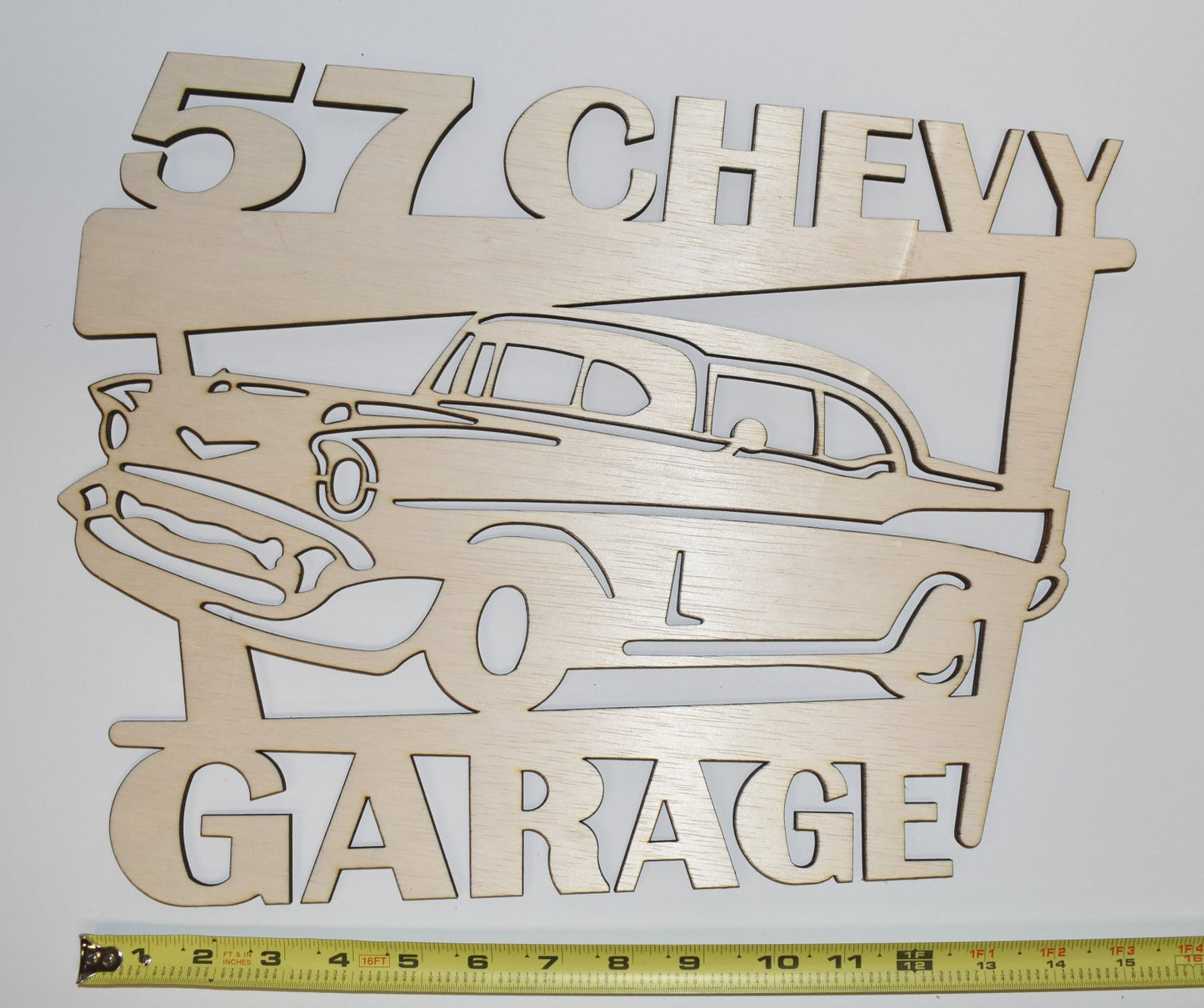 57 Chevy Garage Detailed Wood Sign Wooden Hanging Decor Made In USA LA154-WL