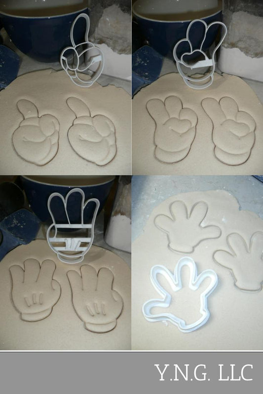 Mickey Minnie Counting Glove One Through Four Set Of 4 Cookie Cutters USA PR1334