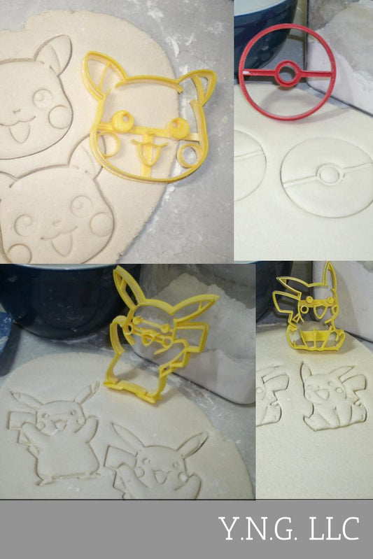 Pikachu Pokemon Kit With Pokeball Set Of 4 Cookie Cutters USA PR1100