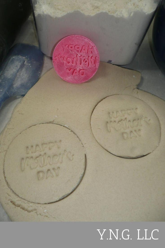Happy Mothers Day Words Block Script Font Cookie Stamp Embosser USA PR4195