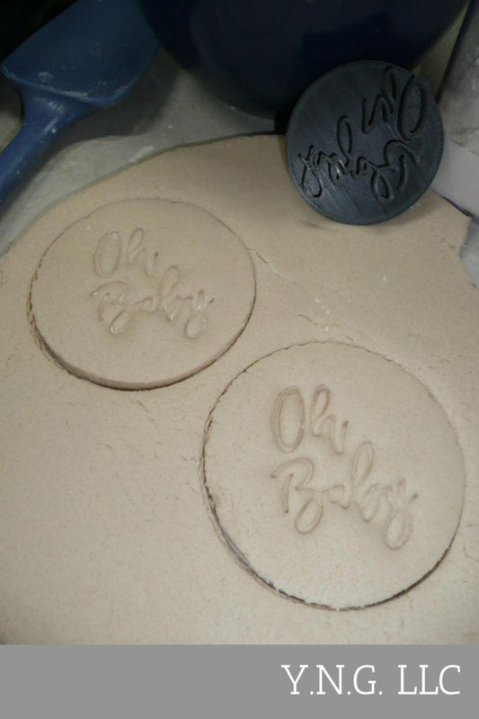 Oh Baby Words Script Font Cookie Stamp Embosser Made in USA PR4391