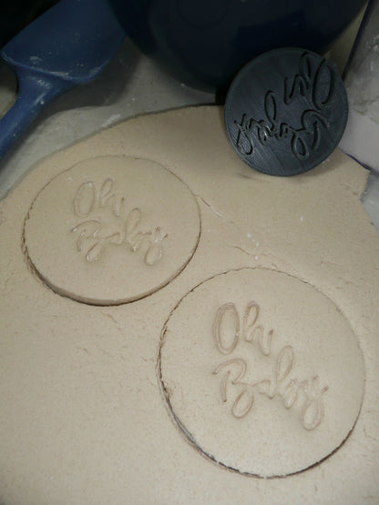 Oh Baby Words Script Font Cookie Stamp Embosser Made in USA PR4391