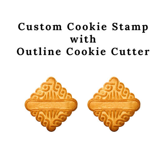 Custom Designed Cookie Stamp with Outline Cookie Cutter - Made in USA PR4479
