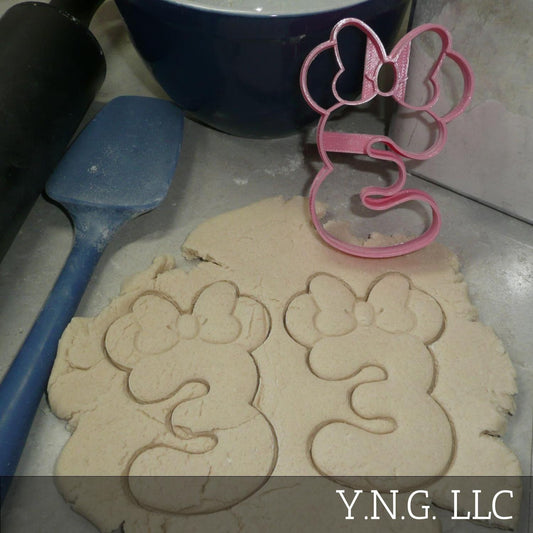 Minnie Mouse Themed Number Three 3 Detailed Cookie Cutter Made In USA PR4553
