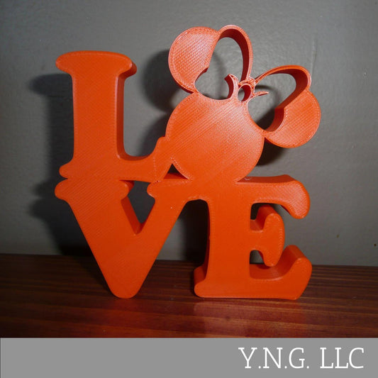 LOVE Word Quote With Minnie Mouse Face Head Orange Made in USA PR4798