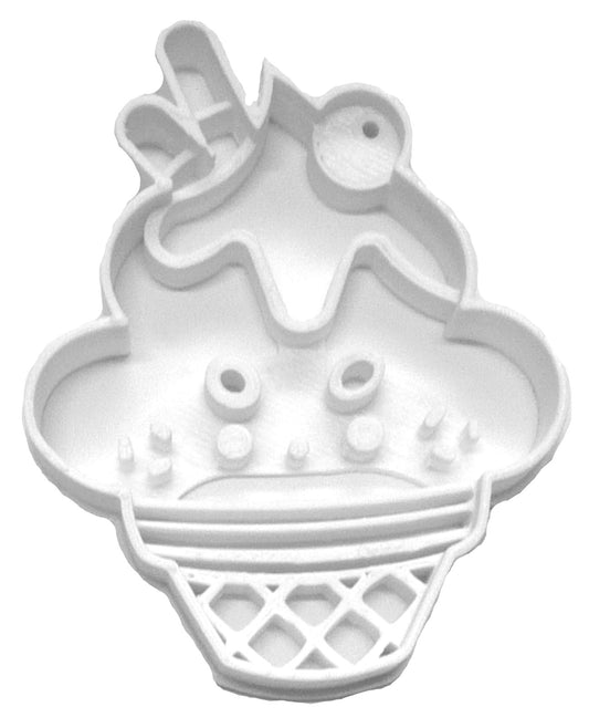 6x Ice Cream Cone Sundae Fondant Cutter Cupcake Topper 1.75" USA FD2365