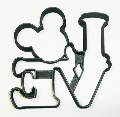 Mickey Mouse Head Love Word Letters Valentine Wedding Cookie Cutter USA PR3326