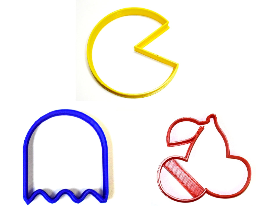 Pac-Man Pacman Video Arcade Game Ghost Cherry Set Of 3 Cookie Cutters USA PR1074