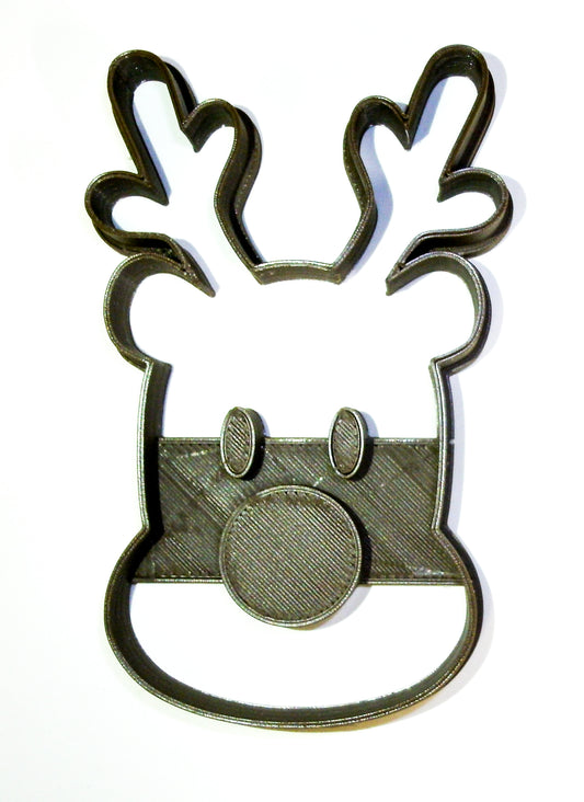 6x Rudolph Reindeer Face Fondant Cutter Cupcake Topper Size 1.75" USA FD2032