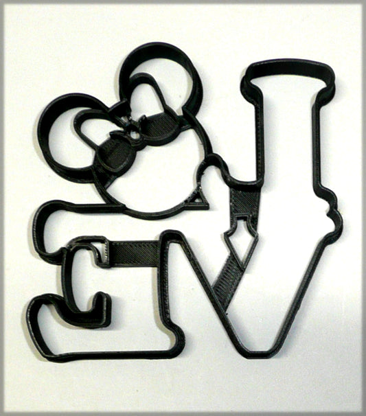 6x Minnie Mouse Head Love Letters Fondant Cutter Cupcake Topper 1.75 Inch FD3327