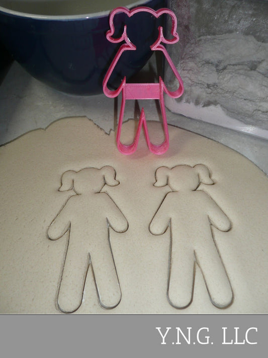 Girl with Pigtails Full Body Outline Cookie Cutter Made In USA PR2283
