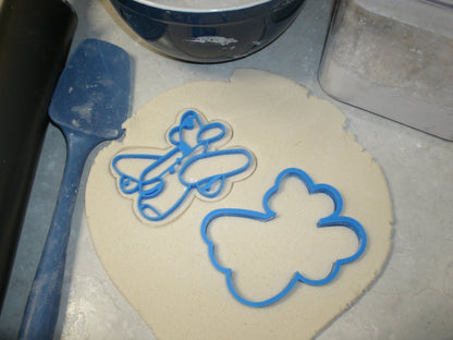 Airplane Jet Plane Set of 2 Cookie Cutter and Stamp Made In USA PR673