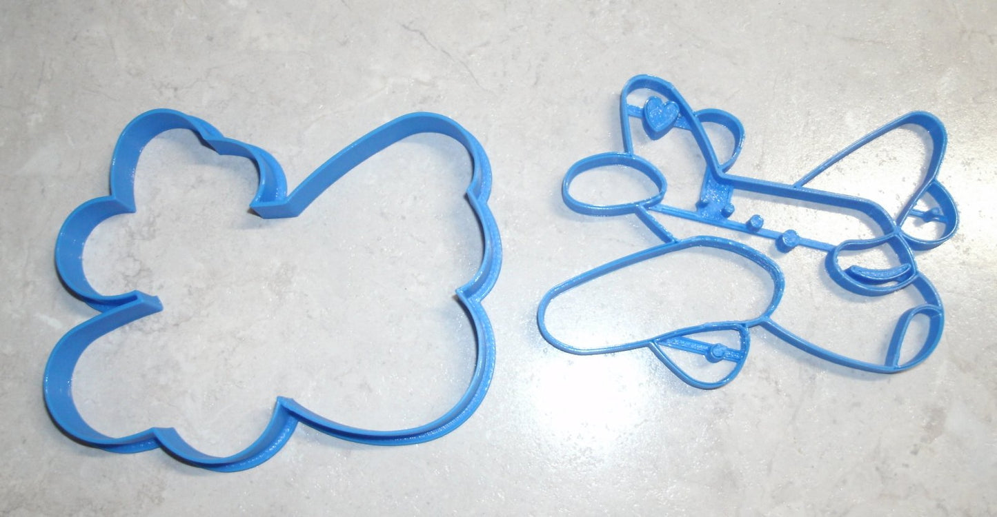 Airplane Jet Plane Set of 2 Cookie Cutter and Stamp Made In USA PR673