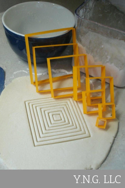 Ascending Square Shape Frame Box Set of 8 Cookie Cutters Made In USA PR757