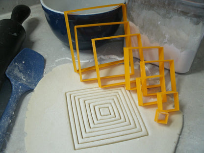 Ascending Square Shape Frame Box Set of 8 Cookie Cutters Made In USA PR757