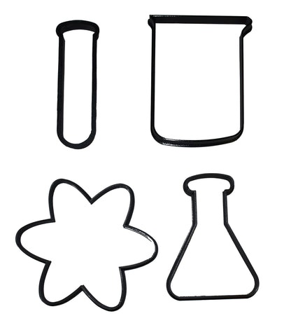 Chemistry Lab Set of 4 Beaker Flask Vial Atom Cookie Cutters Made In USA PR721