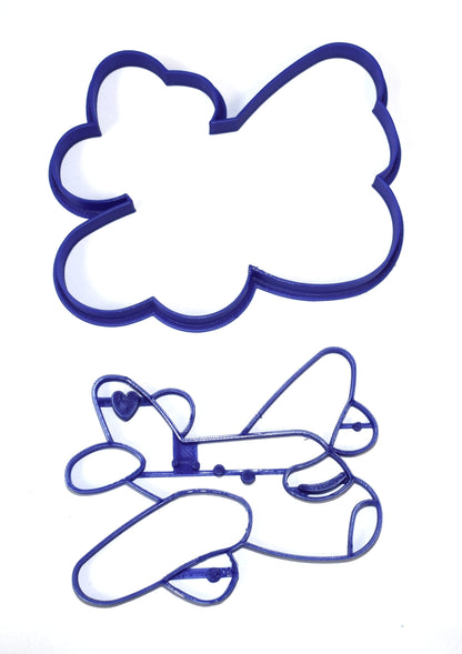 Airplane Jet Plane Set of 2 Cookie Cutter and Stamp Made In USA PR673