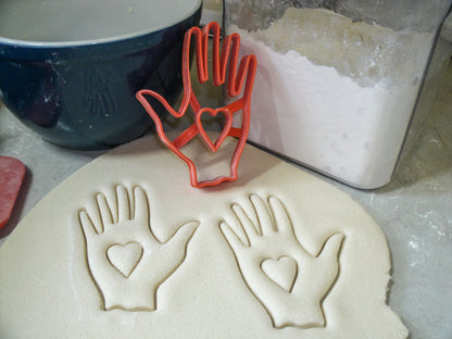 Hand with Heart Charity Symbol John Calvin Cookie Cutter Made In USA PR606