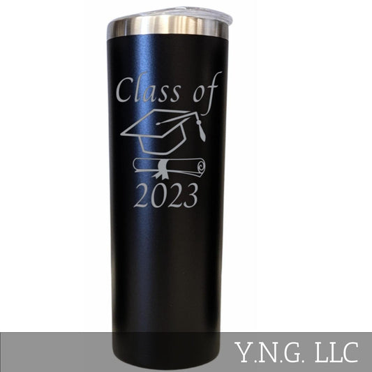 Graduation Class Of 2023 Cap Diploma Black 20oz Skinny Tumbler LA5078