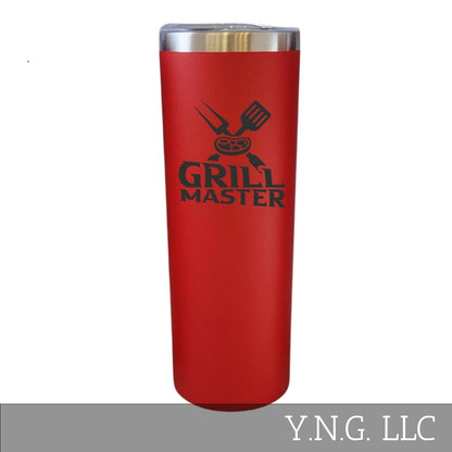 Grill Master Steak and Utensils Design Red 20oz Skinny Tumbler LA5090