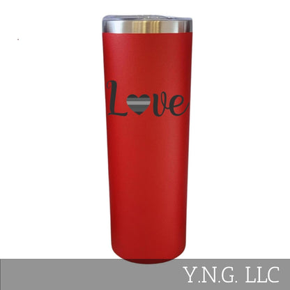 Love With Rainbow Heart Red 20oz Skinny Tumbler LA5095