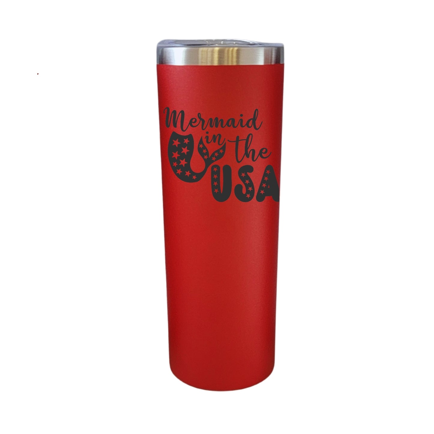 Mermaid In The USA Patriotic Red 20oz Skinny Tumbler LA5097