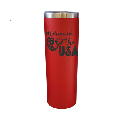 Mermaid In The USA Patriotic Red 20oz Skinny Tumbler LA5097