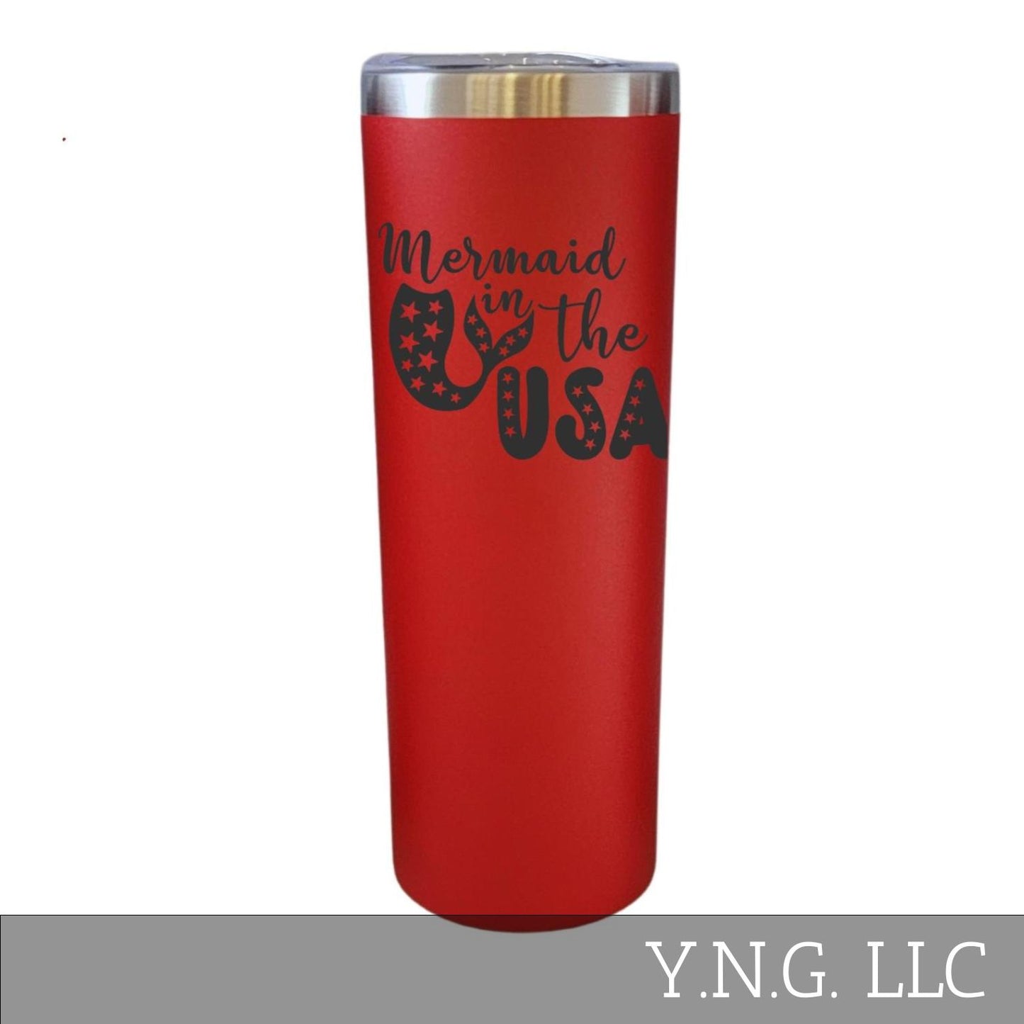 Mermaid In The USA Patriotic Red 20oz Skinny Tumbler LA5097