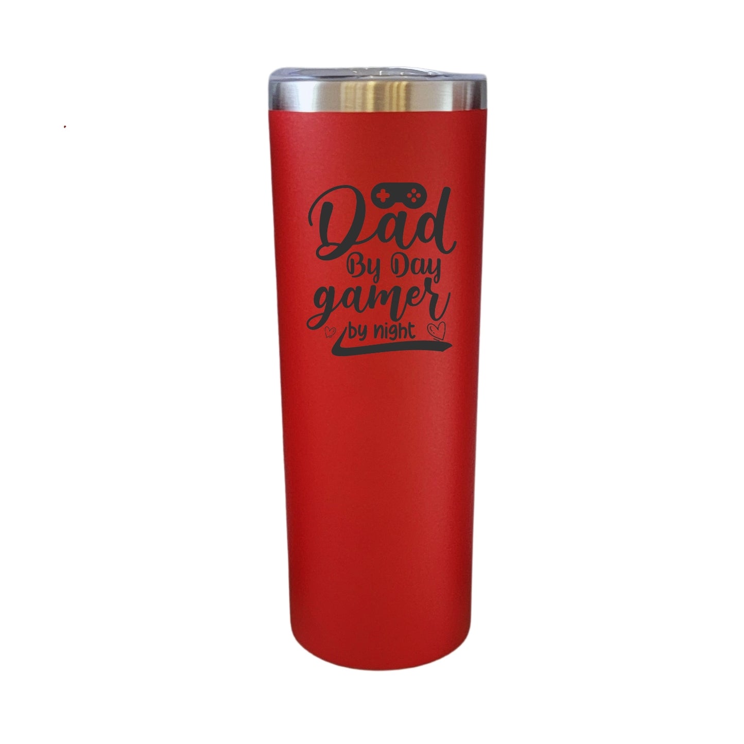 Dad By Day Gamer By Night Video Game Red 20oz Skinny Tumbler LA5102
