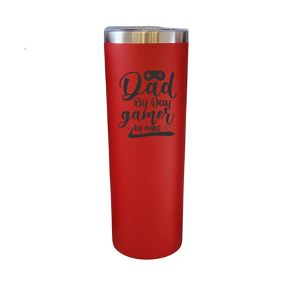 Dad By Day Gamer By Night Video Game Red 20oz Skinny Tumbler LA5102