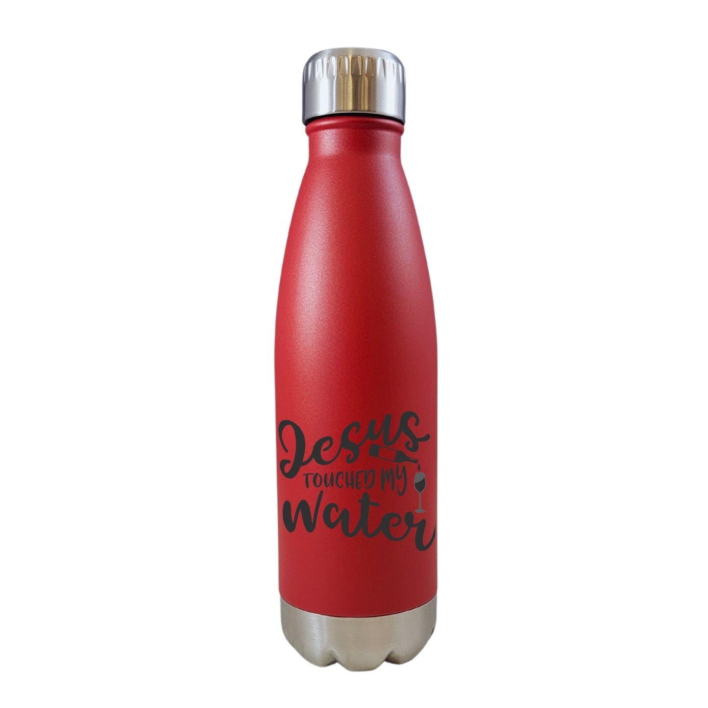 Jesus Touched My Water Wine Theme Red 17oz Water Bottle LA5106