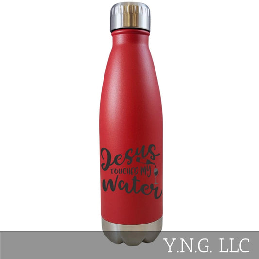 Jesus Touched My Water Wine Theme Red 17oz Water Bottle LA5106