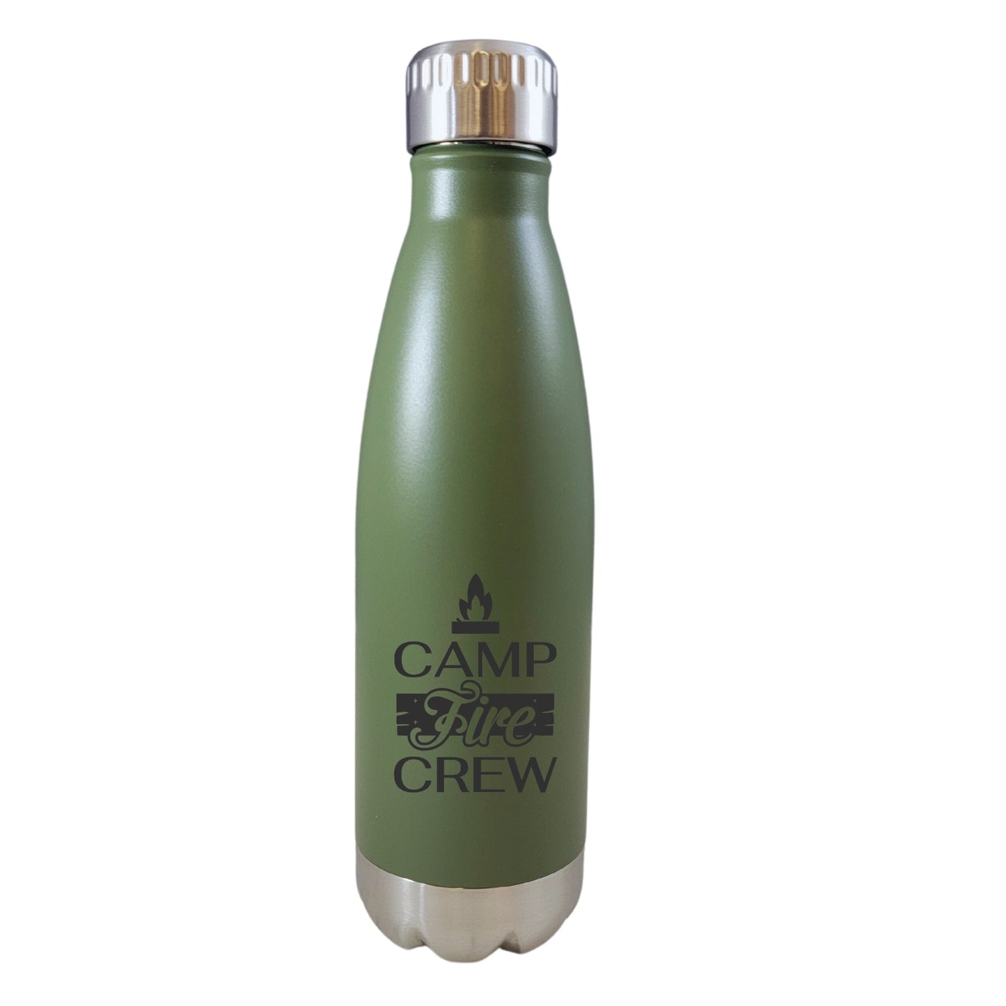 Camp Fire Crew Camping Bonfire Theme Green 17oz Water Bottle LA5112