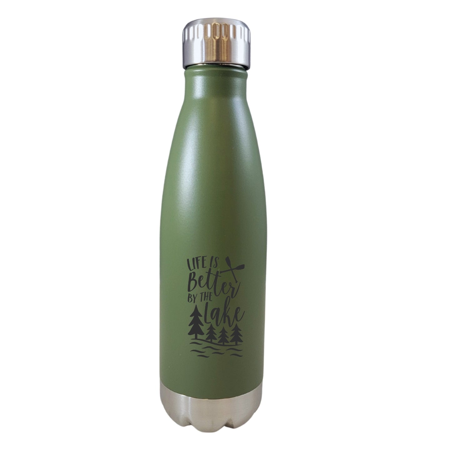 Life Is Better By The Lake Canoe Theme Green 17oz Water Bottle LA5114