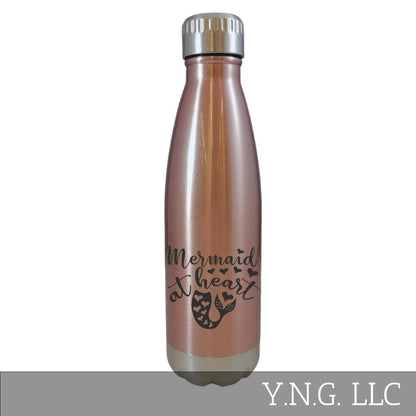 Mermaid At Heart Beach Theme Rose Gold 17oz Water Bottle LA5120