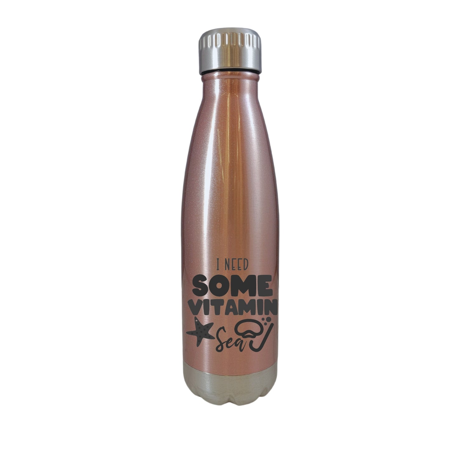 I Need Some Vitamin Sea Beach Theme Rose Gold 17oz Water Bottle LA5121