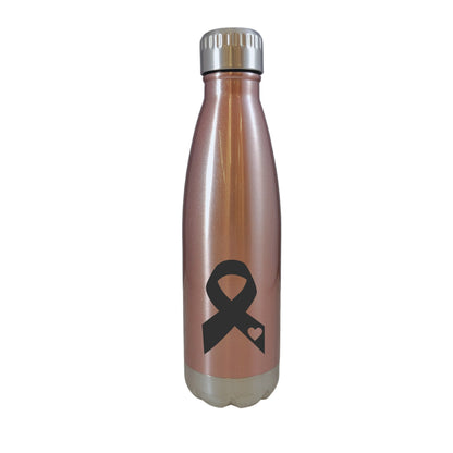 Awareness Ribbon With Heart Rose Gold 17oz Water Bottle LA5124