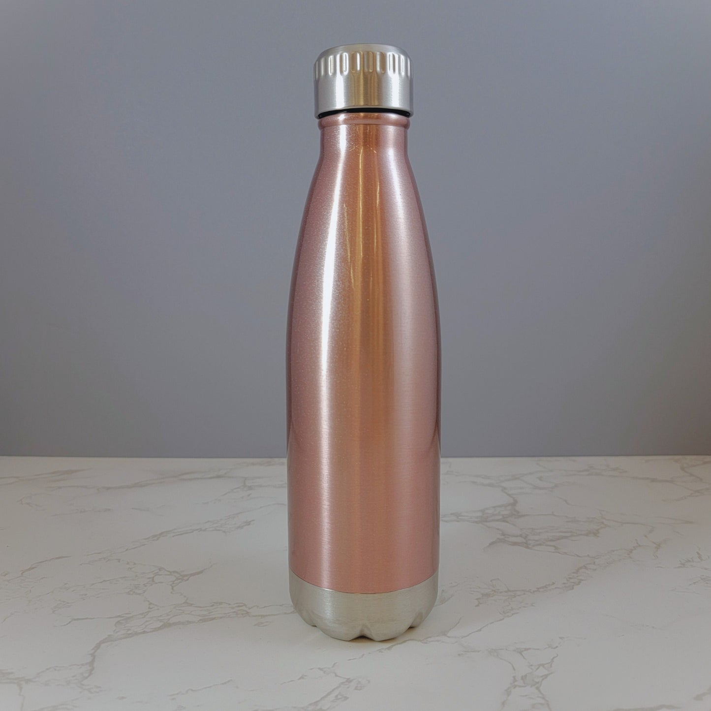 Awareness Ribbon With Heart Rose Gold 17oz Water Bottle LA5124