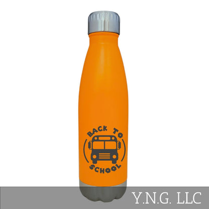 Back To School With Bus Design Orange 17oz Water Bottle LA5126