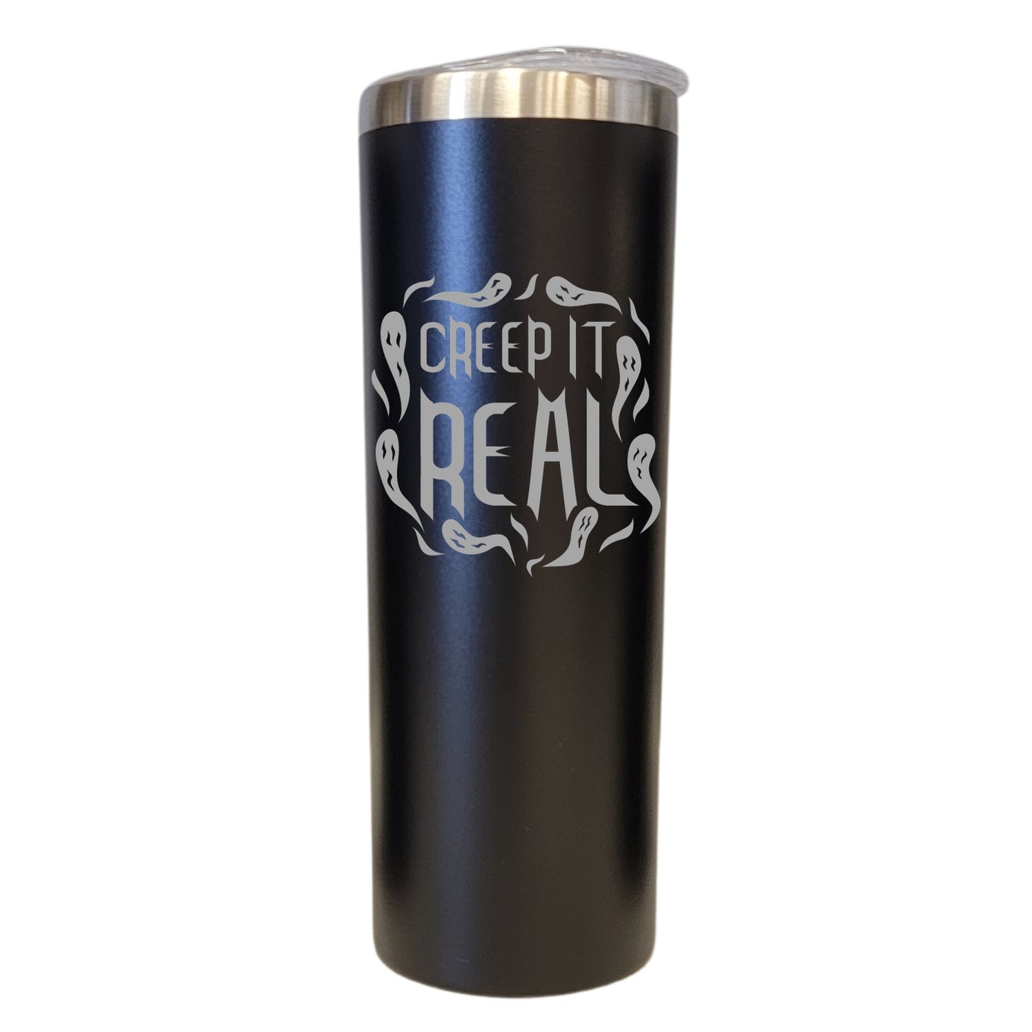 Creep It Real Halloween Theme Black 20oz Skinny Tumbler LA5140